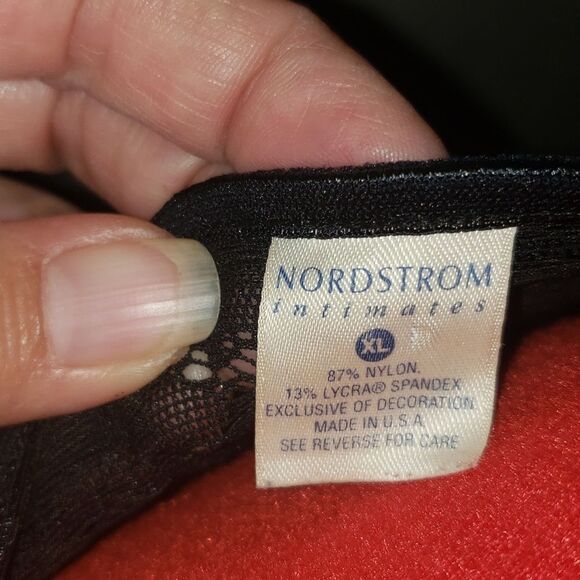Nordstrom Intimates Black Lacy Floral  Long Sleeve Top - Picture 7 of 8